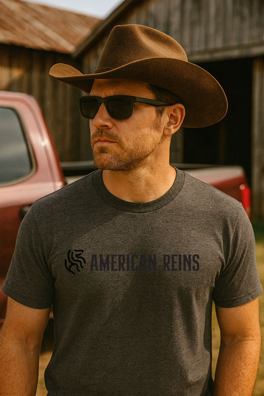 American Reins Unisex Tee Shirt - Heather Charcoal